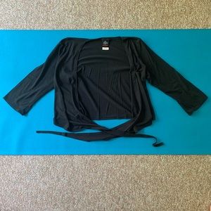 Capezio black wrap cropped top ballet warmup
